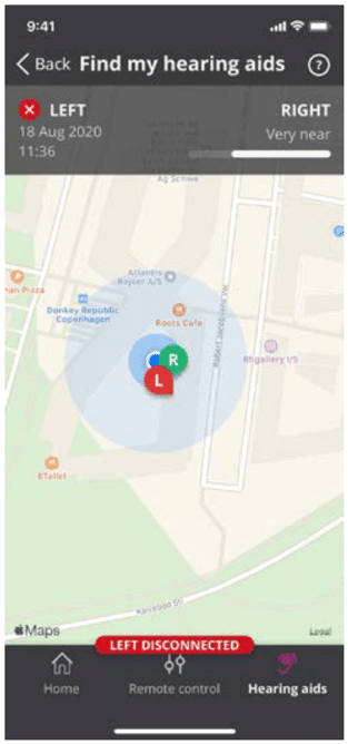 Image shows one of the preventative measures. Functionality of hearing aid apps with a "find my device" feature is displayed on a smartphone.