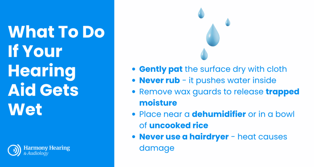what to do if your hearing aid gets wet infographic
